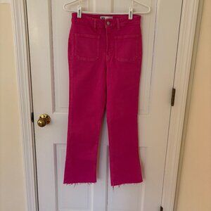 Zara Cropped Flare Jeans in Hot Pink